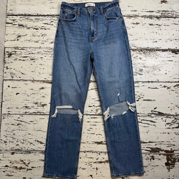 Abercrombie & Fitch Ankle Straight Leg Ultra High Rise Jeans Size 29 or 8 Long - Picture 2 of 8